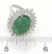 Shimmering Emerald & White Sapphire Ring in Sterling Silver