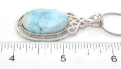 Beautiful Huge 30.08CTS Larimar & White Topaz Necklace in Sterling Silver