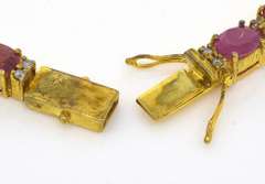 Breathtaking 168.47CT Ruby & Diamond Necklace in Vermeil