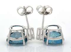 Beautiful 9.24CTW Blue Topaz Adorned with White Topaz Earrings