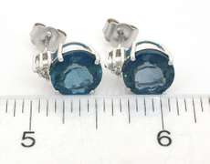 Beautiful 9.24CTW Blue Topaz Adorned with White Topaz Earrings