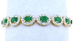 Glittering Emerald & Diamond Bracelet in Vermeil