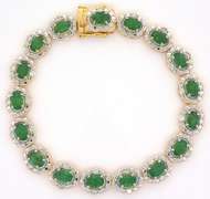 Glittering Emerald & Diamond Bracelet in Vermeil