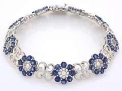 Fabulous Floral 9.8CTW Tanzanite & CZ Bracelet in Sterling Silver