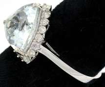 Spirited Aquamarine & Diamond Ring in Sterling Silver