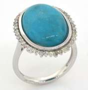 Wonderful 8.50CT Turquoise & Diamond Ring in Sterling Silver