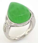 Mystical Jade & Diamond Ring in Sterling Silver