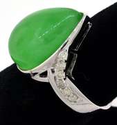 Mystical Jade & Diamond Ring in Sterling Silver