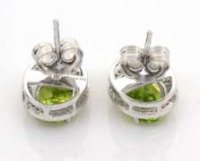Vivid Peridot & Diamond Earrings in Sterling Silver