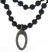 Edgy Black Spinel Necklace with Silver Diamond Clasp