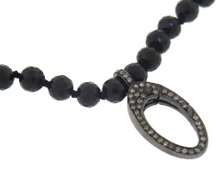 Edgy Black Spinel Necklace with Silver Diamond Clasp