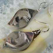Very cute 52mm carved Jasper dolphins on sterling