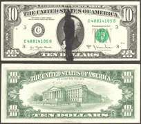 $10 1977-A  FRN Ink Smear Error Face Ch. Crisp Unc