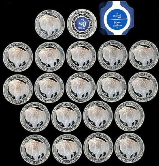 Tube with 20 NFC Chip Verified 1 oz. Pure Silver Rounds