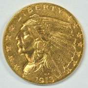 Flashy 1913 US $2.50 Indian Gold Piece. Nice