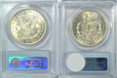 2 Frosty near Gem BU 1921 Morgan Dollars. PCGS MS64