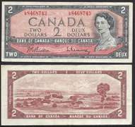 $2 1954 Bank of Canada L/R block
