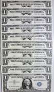(10) Gem Crisp 1957 $1 Silver Certificates Consecutive Serial Numbers!