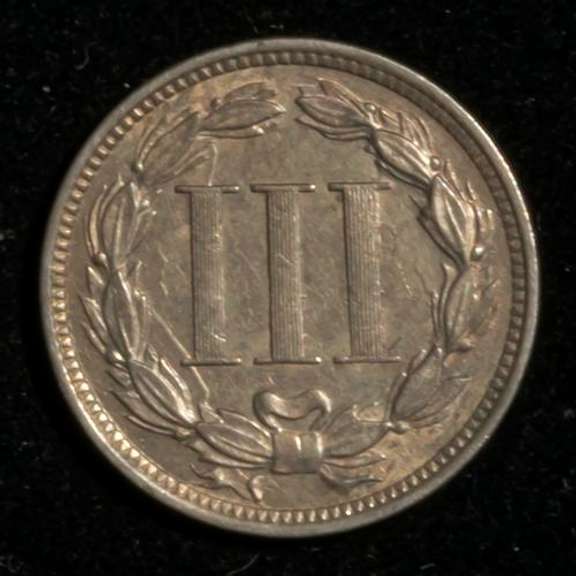 1869 Near Uncirculated 3 Cent Nickel