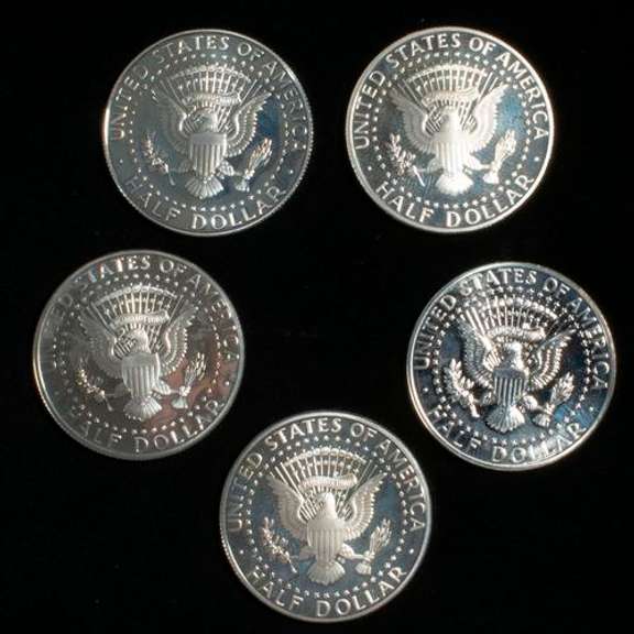 5 Assorted Kennedy Silver Proof Halves