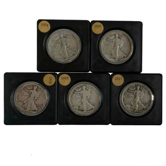 Lot Of 5 Philadelphia Mint Walking Liberty Halves