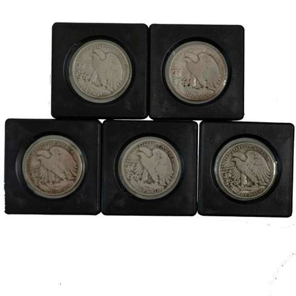 Lot Of 5 Philadelphia Mint Walking Liberty Halves