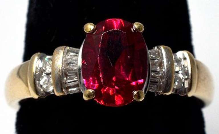 Vintage Ruby Ring with Diamonds in Yellow Gold