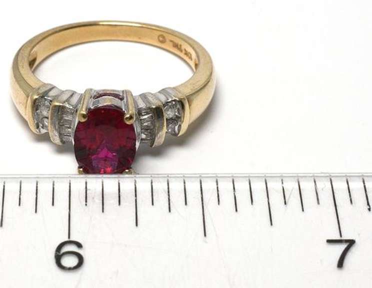 Vintage Ruby Ring with Diamonds in Yellow Gold