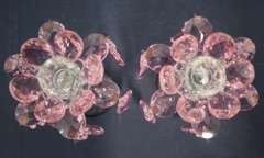 Pink Candleholder with Drops - Set of 2