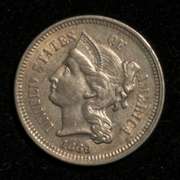 1869 Near Uncirculated 3 Cent Nickel