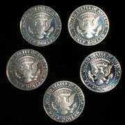 5 Assorted Kennedy Silver Proof Halves
