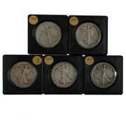 Lot Of 5 Philadelphia Mint Walking Liberty Halves