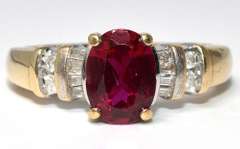 Vintage Ruby Ring with Diamonds in Yellow Gold