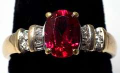 Vintage Ruby Ring with Diamonds in Yellow Gold