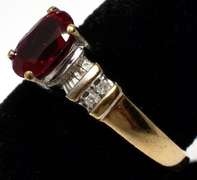 Vintage Ruby Ring with Diamonds in Yellow Gold