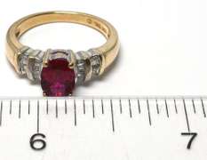 Vintage Ruby Ring with Diamonds in Yellow Gold