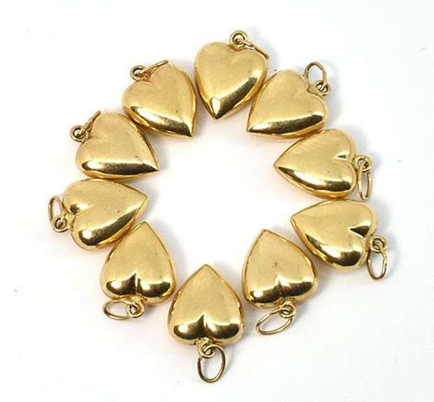 Nice Group of 10 14k Puffed Hearts