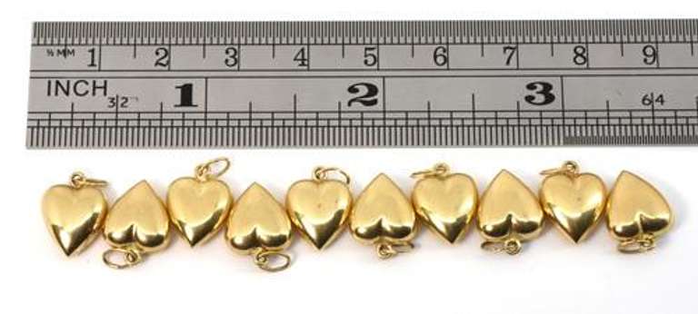 Nice Group of 10 14k Puffed Hearts