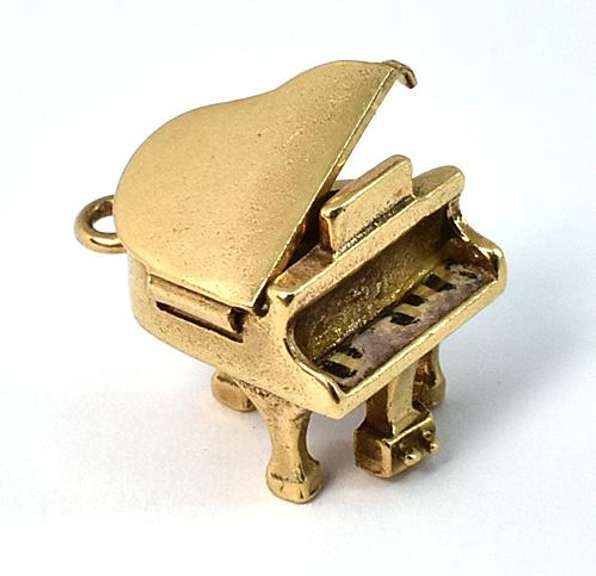 Detailed 14k Grand Piano Charm
