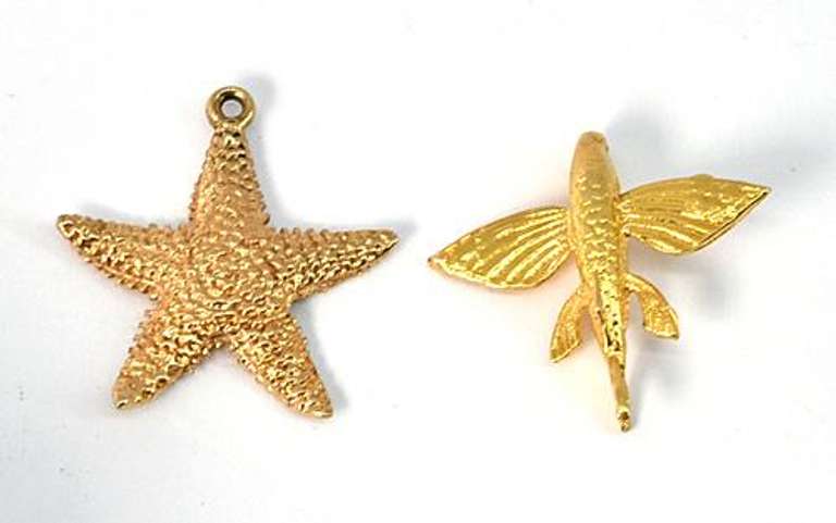 14k Starfish & Flying Fish Charms
