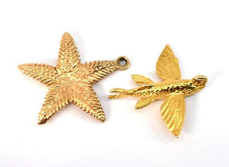 14k Starfish & Flying Fish Charms