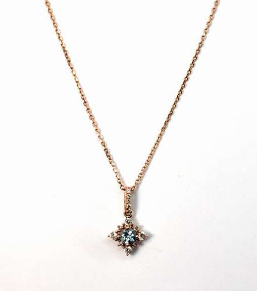 Rose Gold Aquamarine Pendant