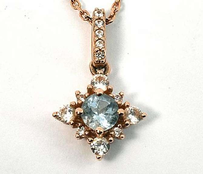 Rose Gold Aquamarine Pendant