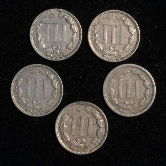 1865 1868 1870 1871 &1873 Open 3 3 Cent Nickels
