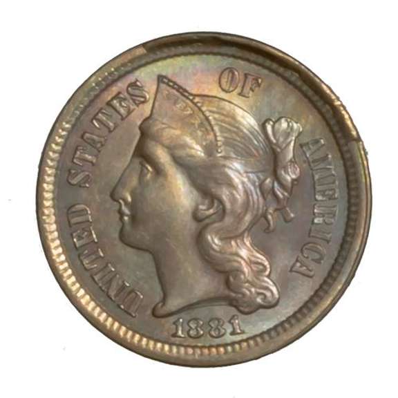 1881 Gem BU 3 Cent Nickel