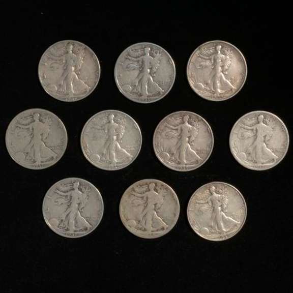 10 Pre 1940 Walking Liberty Halves