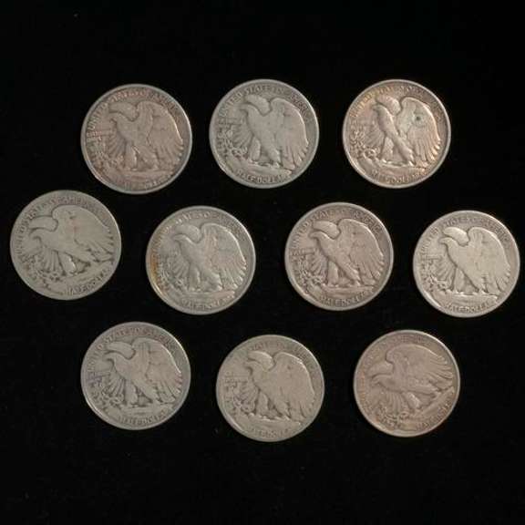 10 Pre 1940 Walking Liberty Halves