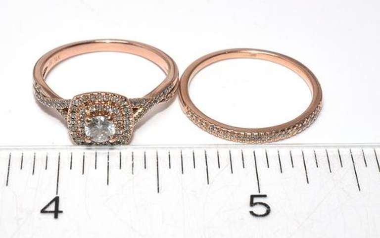 Diamond Halo Wedding Set in 14KT Rose Gold