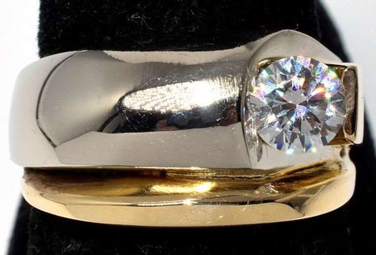 Interesting CZ Ring in 14KT 2-Tone Gold