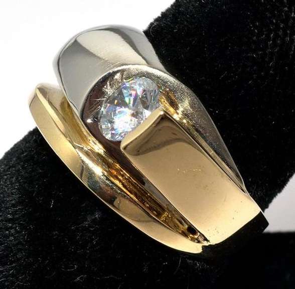 Interesting CZ Ring in 14KT 2-Tone Gold